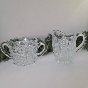 Vintage Glass Sugar Bowl and Creamer Set: Imperial Style crystal look